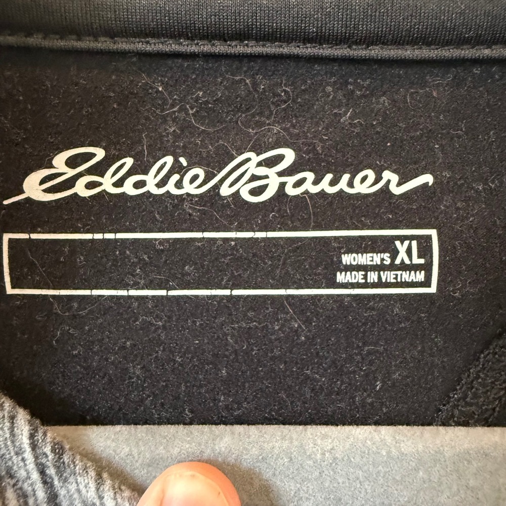 Eddie Bauer Womens XL Gray Black Space Dye Quarter Zip‎ Performance Pullover Top - Picture 6 of 10